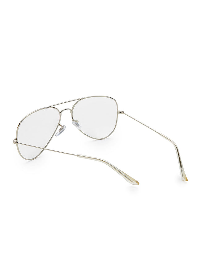 Silver Frame Transparent Aviator Sunglasses