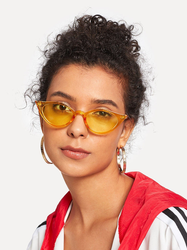 Yellow Skinny Frame Cat Eye Sunglasses