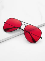 Red Top Bar Aviator Glasses