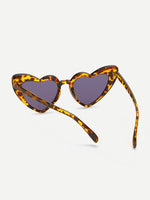 Leopard Frame Heart Lens Sunglasses