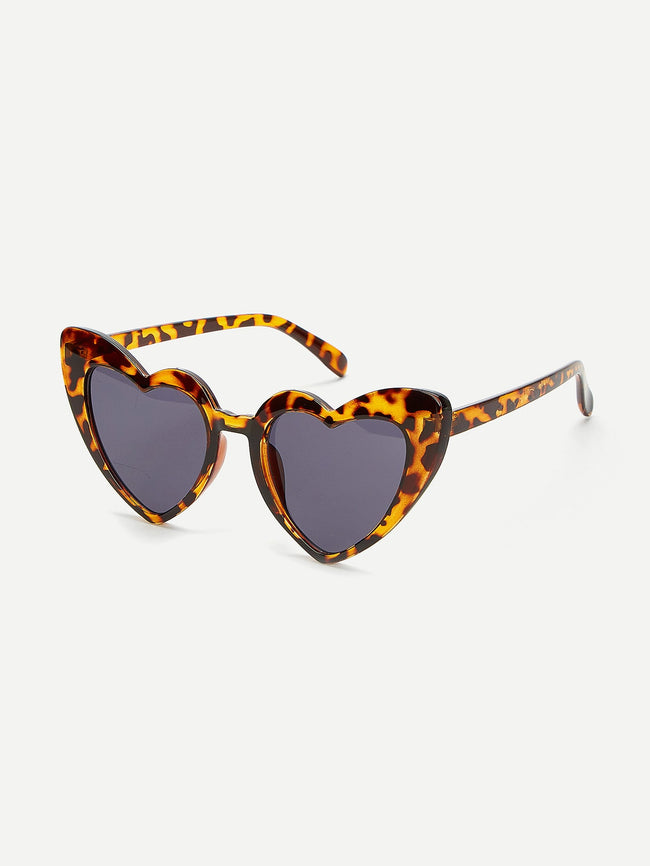 Leopard Frame Heart Lens Sunglasses