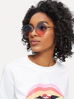 Multicolor Metal Frame Polygon Sunglasses