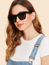 Cat Eye Flat Lens Sunglasses