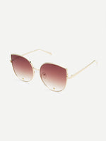 Gold Frame Brown Cat Eye Stylish Sunglasses