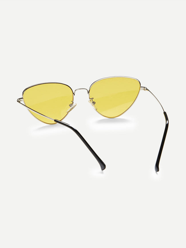 Yellow Oval Shaped Flat Lens Sunglasses