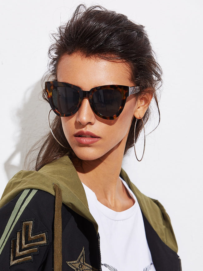 Leapord Oversized Cat Eye Sunglasses