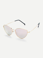 Pink Mirror Metal Frame Cat Eye Sunglasses