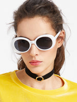 Contrast Frame Flat Lens Cat Eye Sunglasses