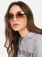 Brown Rimless Ombre Sunglasses