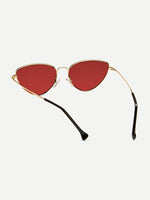 Red Oval Shaped Flat Lens Sunglasses