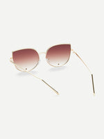 Gold Frame Brown Cat Eye Stylish Sunglasses