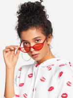 Red Skinny Frame Cat Eye Sunglasses