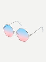 Multicolor Metal Frame Polygon Sunglasses