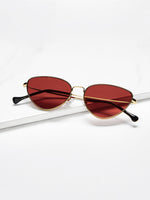 Red Oval Shaped Flat Lens Sunglasses