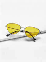 Yellow Oval Shaped Flat Lens Sunglasses