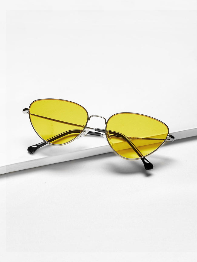 Yellow Oval Shaped Flat Lens Sunglasses