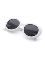 Contrast Frame Flat Lens Cat Eye Sunglasses